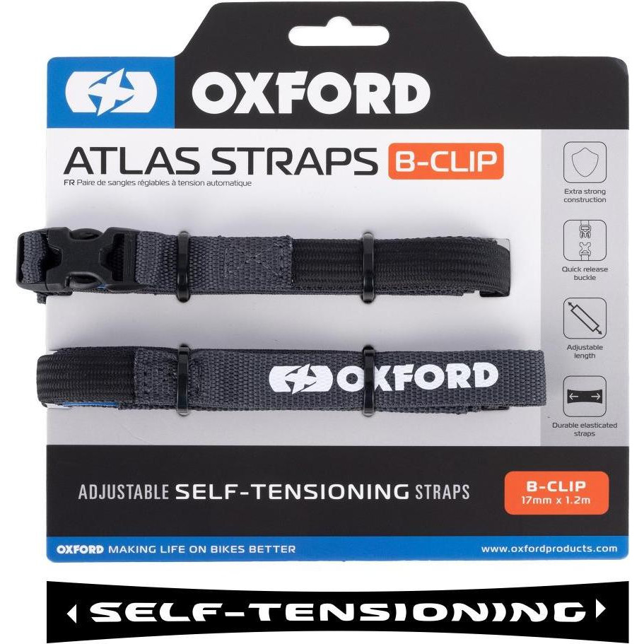 Oxford Ремені для кріплення сумок/багажу Oxford Atlas B-Clip 17mm x 2.0M Asphalt (Pair) - зображення 1