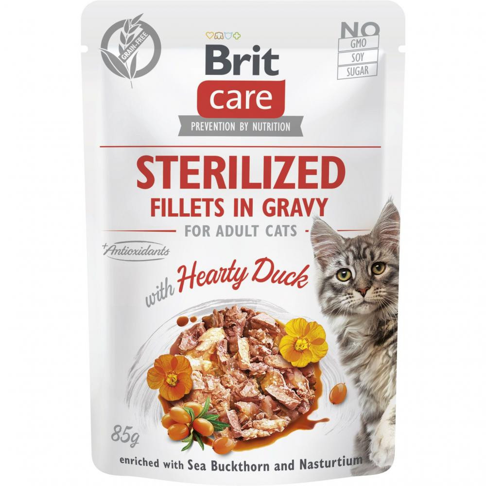 Brit Care Adult Sterilized Fillets in Gravy Hearty Duck 85 г (8595602565283) - зображення 1