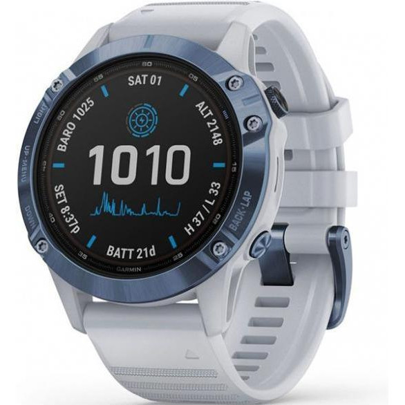 Garmin Fenix 6 Pro Solar Edition Mineral Blue with Whitestone Band (010-02410-19/18) - зображення 1