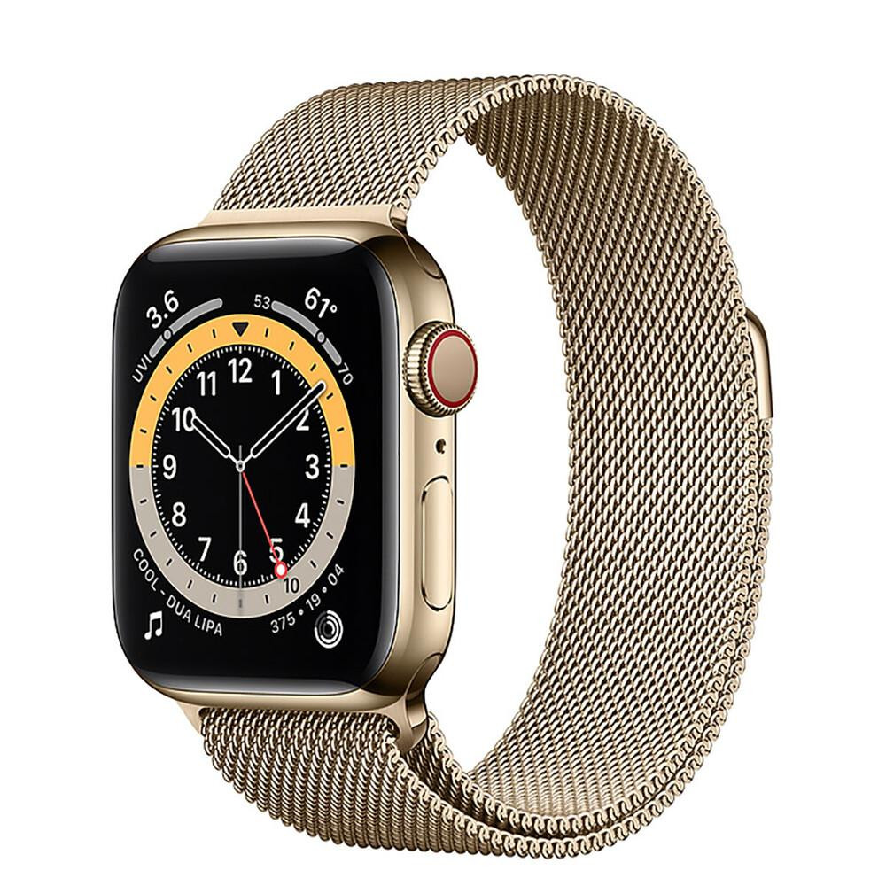 Apple Watch Series 6 GPS + Cellular 44mm Gold Stainless Steel Case w. Gold Milanese L. (M07P3) - зображення 1