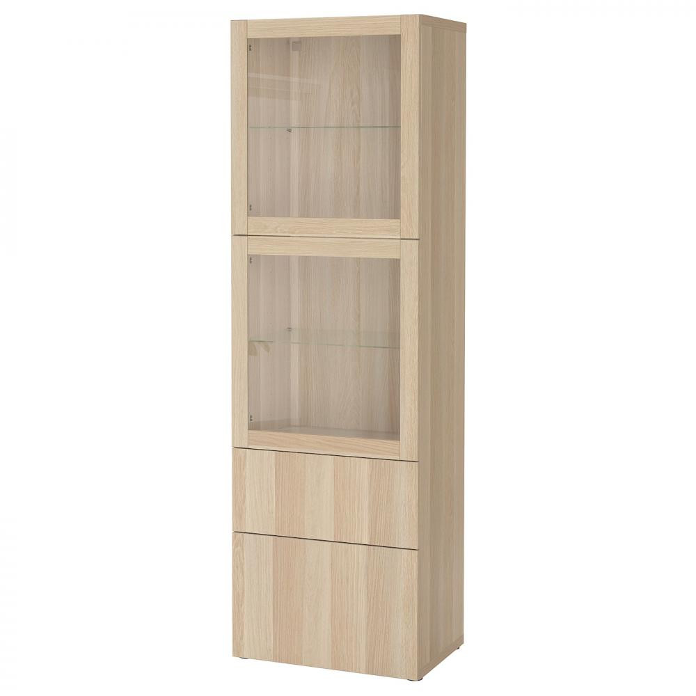 IKEA BESTA Книжкова шафа дуб білий морений 60x42x193 (594.125.46) - зображення 1