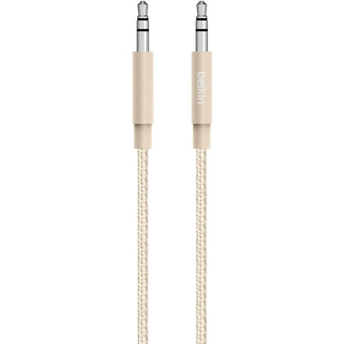 Belkin Кабель miniJack/AUX jack 3.5mm - jack 3.5mm Premium 1.2m, gold (AV10164BT04-GLD) - зображення 1