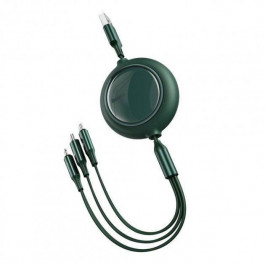   Baseus Bright Mirror Retractable 3 in 1 Micro USB/Lightning/Type-C 100W 1.2m Green (CAMLC-AMJ06)