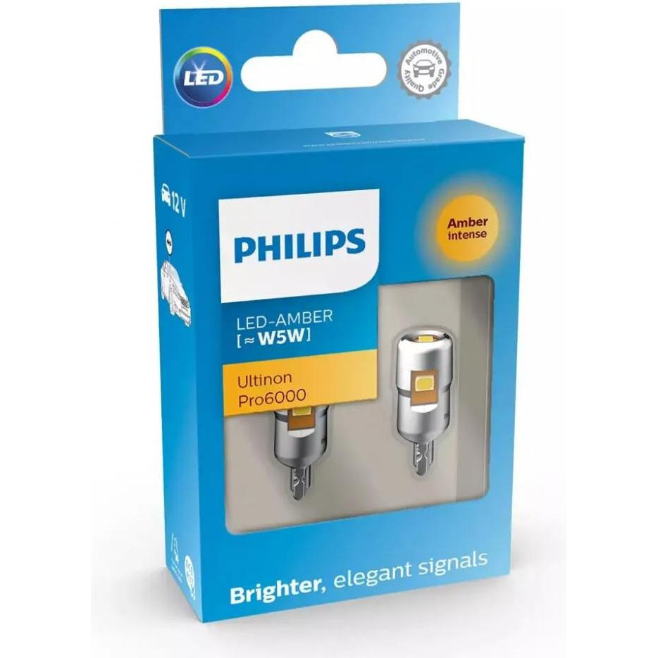 Philips W5W LED Amber Ultinon Pro6000 12В (11961AU60X2) - зображення 1