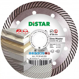   Distar Диск алмазный отрезной 1A1R Gres Master 125x1,4x22,2 плитка, керамогранит, керамика 11115160010