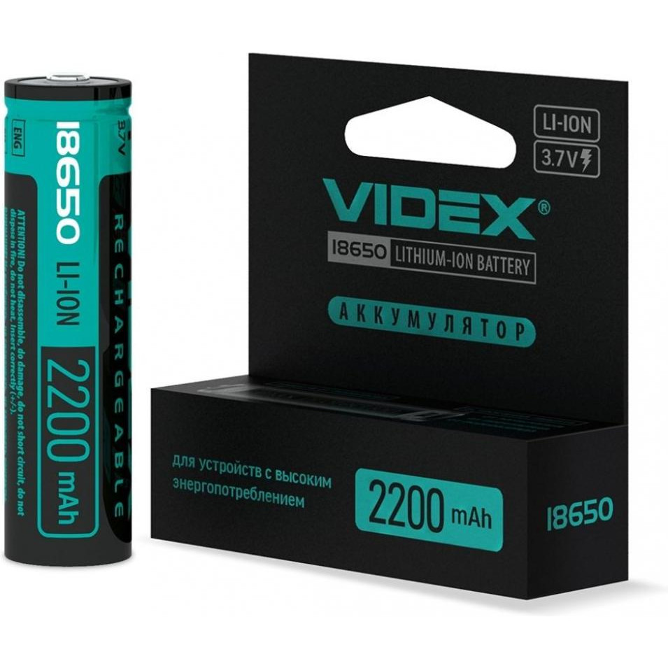 VIDEX 18650-P 2200mAh Li-ion 1шт с защитой (23582) - зображення 1