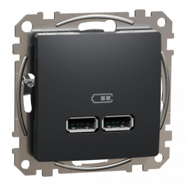   Schneider Electric Розетка USB тип A+A 21A  Sedna Design SDD114401 Чорний