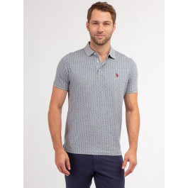   U.S. Polo Assn Поло довге чоловіче  Allover Printed Jersey Polo Shirt 33C044-2W00A S Сіре (786660433876)