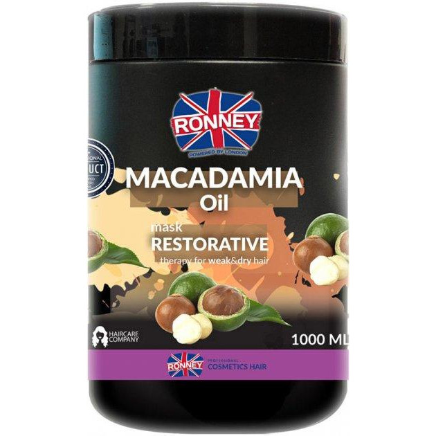 Ronney Маска  Macadamia Oil Зміцнювальна для слабкого і сухого волосся 1000 мл (5060589154766) - зображення 1