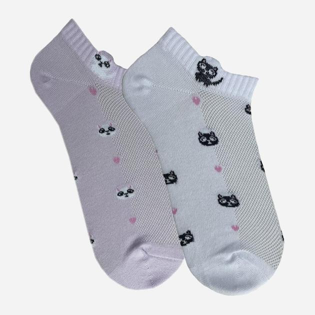 Premier Socks Набір жіночих шкарпеток бавовняних  14В35-15 36-40 4 пари Білий/Світло-бузковий (4820203345939) - зображення 1