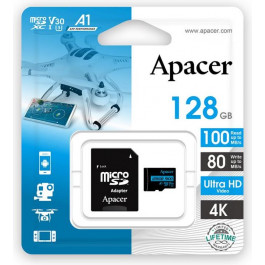   Apacer 128 GB microSDXC Class 10 UHS-I U3 + SD adapter AP128GMCSX10U7-R