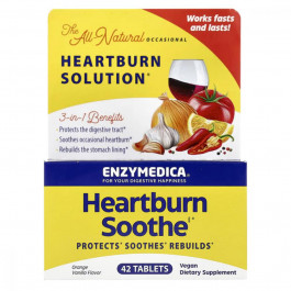   Enzymedica Комплекс для полегшення печії, смак апельсину та ванілі, Heartburn Soothe, , 42 жувальні таблетки