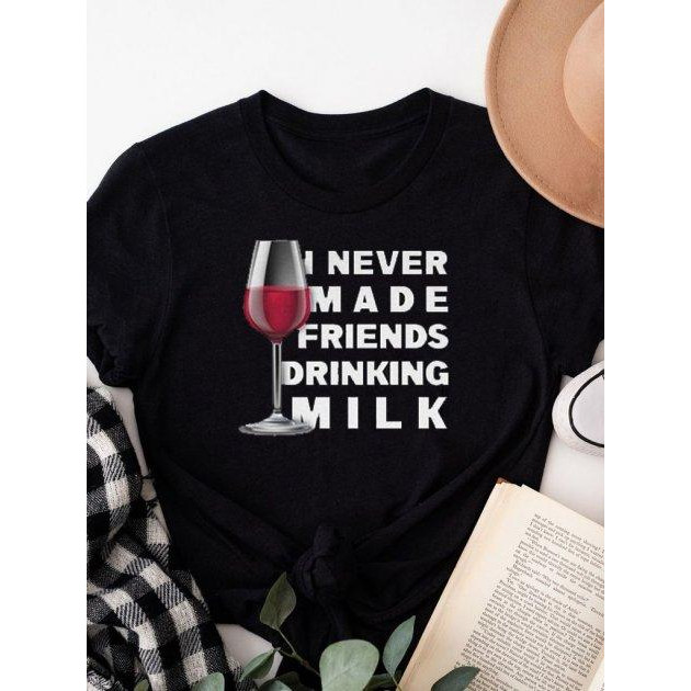 Love&Live Футболка  I never made friends drinking milk LLP02322 L Черная (LL2000000386645) - зображення 1