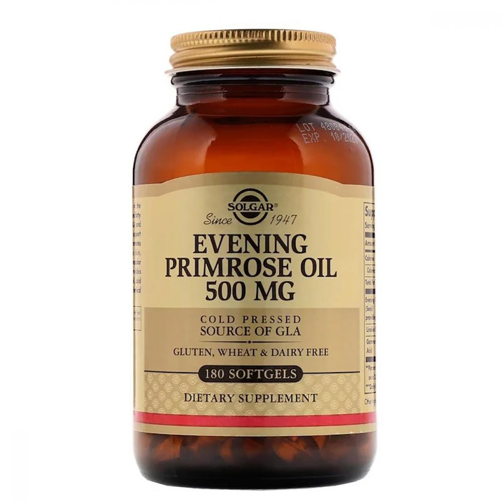 Solgar Масло Примулы Вечерней 500 мг, Evening Primrose Oil, , 180 желатиновых капсул (SOL01043) - зображення 1