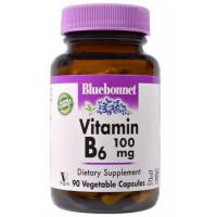   Bluebonnet Nutrition Вітамін B6 100 мг, Vitamin B6, 90 вегетаріанських капсул (BLB0430)