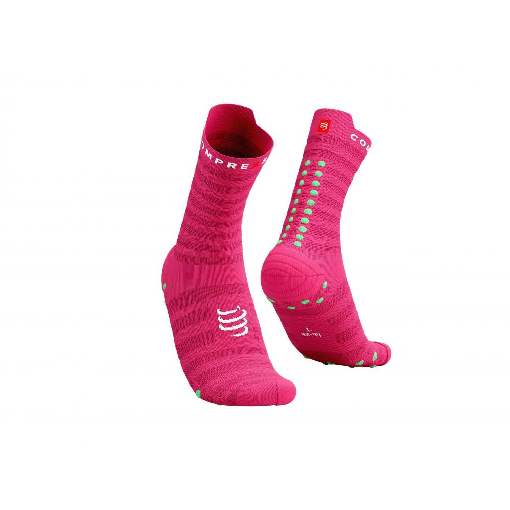 Compressport Шкарпетки  Pro Racing Socks V4.0 Ultralight Run High, Hot Pink/Summer Green, T1 (XU00050B 379 0T1) - зображення 1