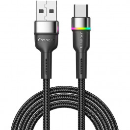   Essager Colorful LED Fast Charging Cable USB Type-A to USB Type-C 1m Black (EXCT-XCD01)