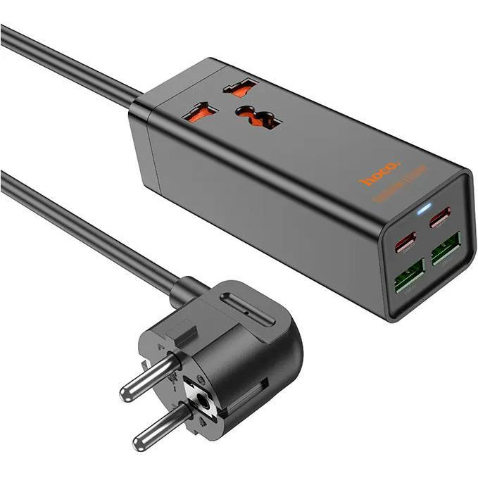 Hoco AC10A Barry 2xUSB-C 2xUSB-A 1xAC PD65W Black - зображення 1