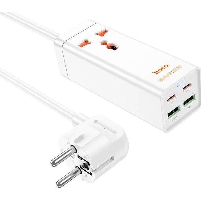 Hoco AC10A Barry 2xUSB-C 2xUSB-A 1xAC PD65W White - зображення 1