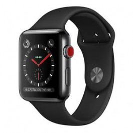   Apple Watch Series 3 GPS + Cellular 38mm Space Black Stainless Steel w. Black Sport B. (MQJW2)