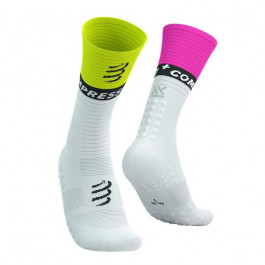   Compressport Шкарпетки  Mid Compression Socks V2.0, White/Safe Yellow/Neo Pink, T2 (7630102562460)