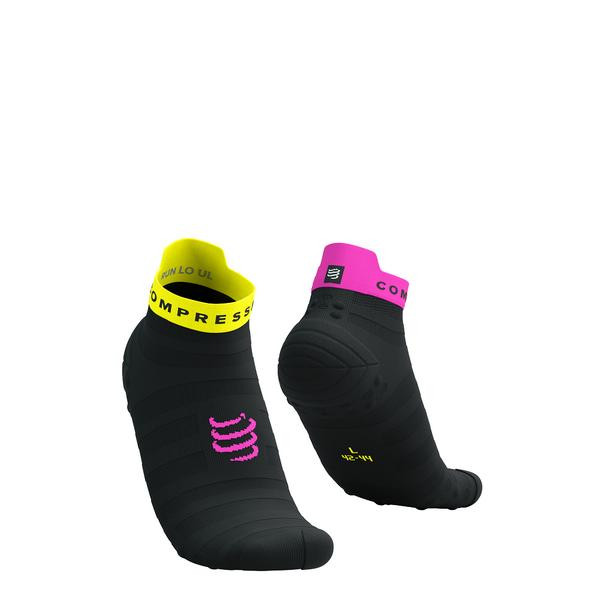 Compressport Шкарпетки  Pro Racing Socks V4.0 Ultralight Run Low, Black/Safe Yellow/Neo Pink, T2 (7630102562071) - зображення 1