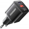 Essager Camber 20W 1xUSB-A 1xUSB-C Black (ECTAC-HMB01-P) - зображення 1