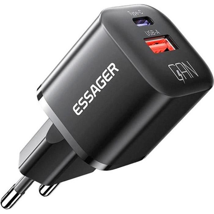 Essager Camber 20W 1xUSB-A 1xUSB-C Black (ECTAC-HMB01-P) - зображення 1