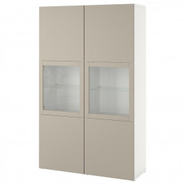   IKEA BESTA Книжкова шафа білий/світло-сіро-бежевий 120x42x193 (294.172.44)