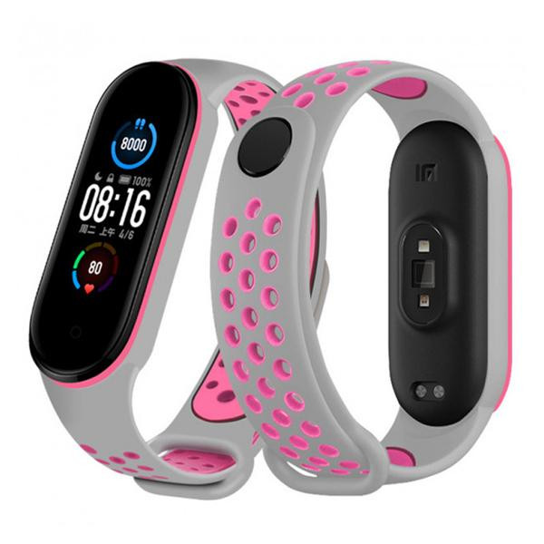 Crawford Technology Ремінець для браслета Xiaomi Mi Band 5/6 Sport Gray/Pink - зображення 1