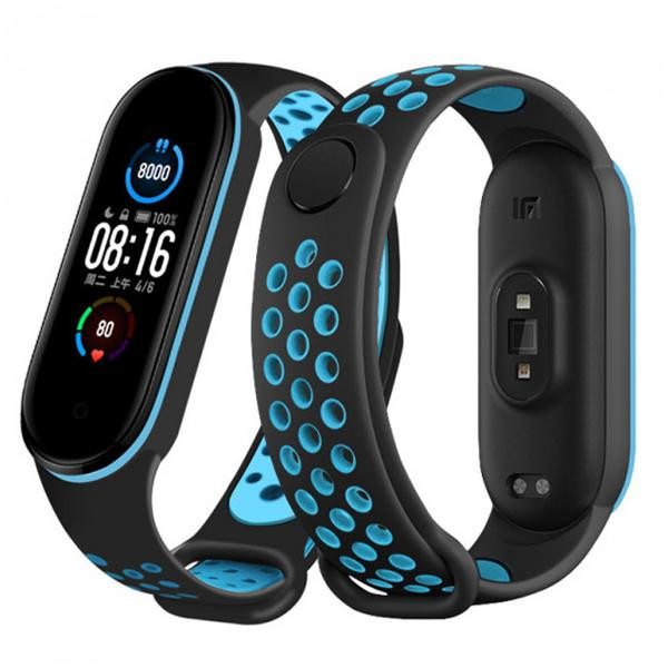 Crawford Technology Ремінець для браслета Xiaomi Mi Band 5/6 Sport Black/Blue - зображення 1