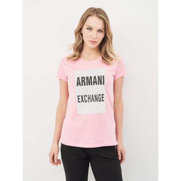 Armani Exchange Футболка бавовняна жіноча  10519.4 XL Рожева - зображення 1