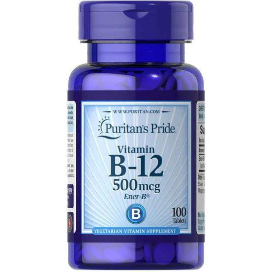 Puritan's Pride Vitamin B-12 500 mcg 100 tabs - зображення 1