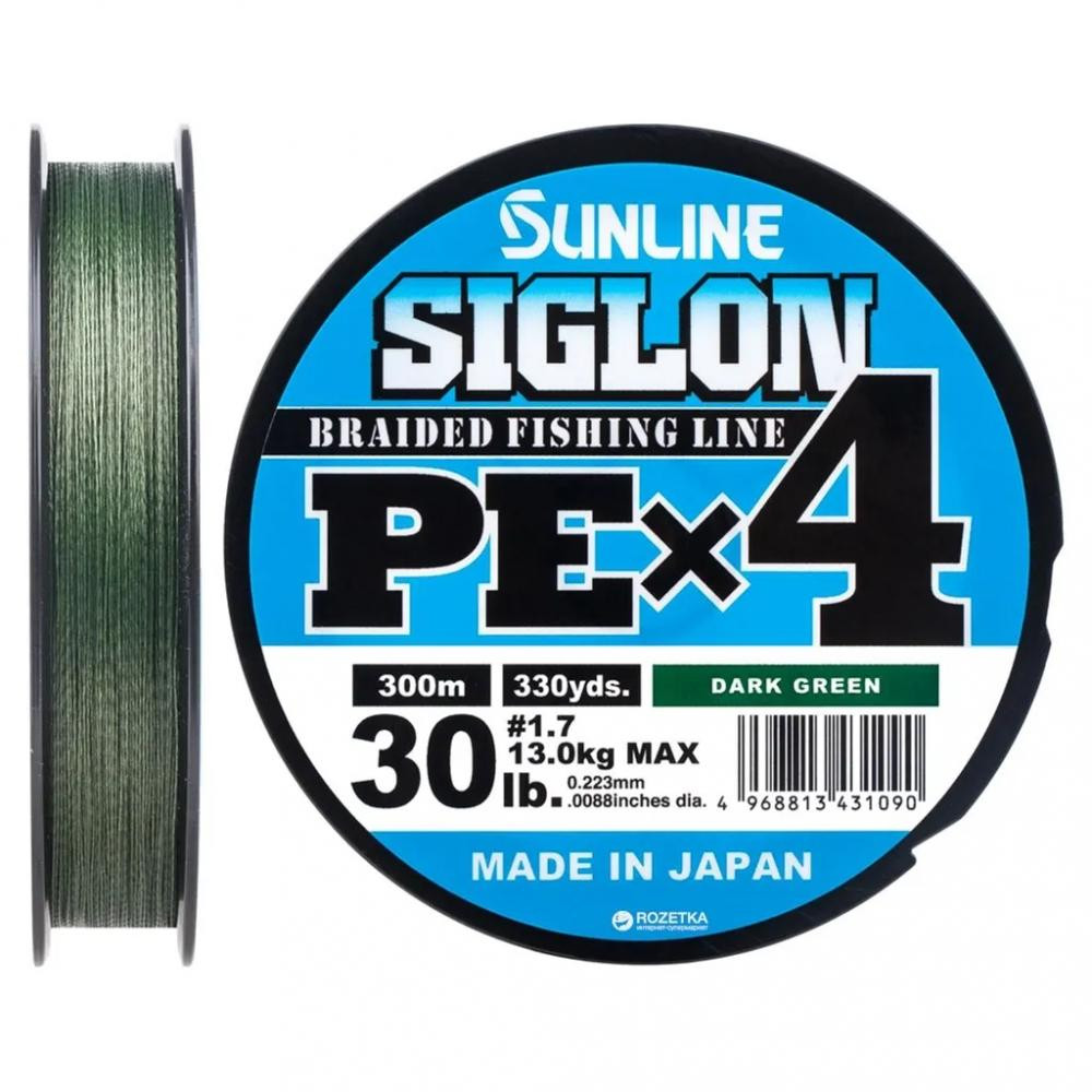 Sunline Siglon PE X4 / Dark Green / #1.7 / 0.223mm 300m 13.0kg - зображення 1