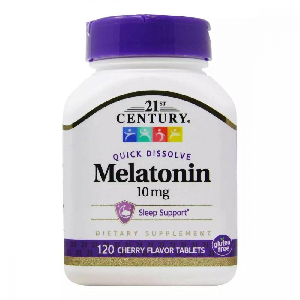 21st Century Мелатонін, 10 мг, вишневий смак, Melatonin, , 120 таблеток - зображення 1