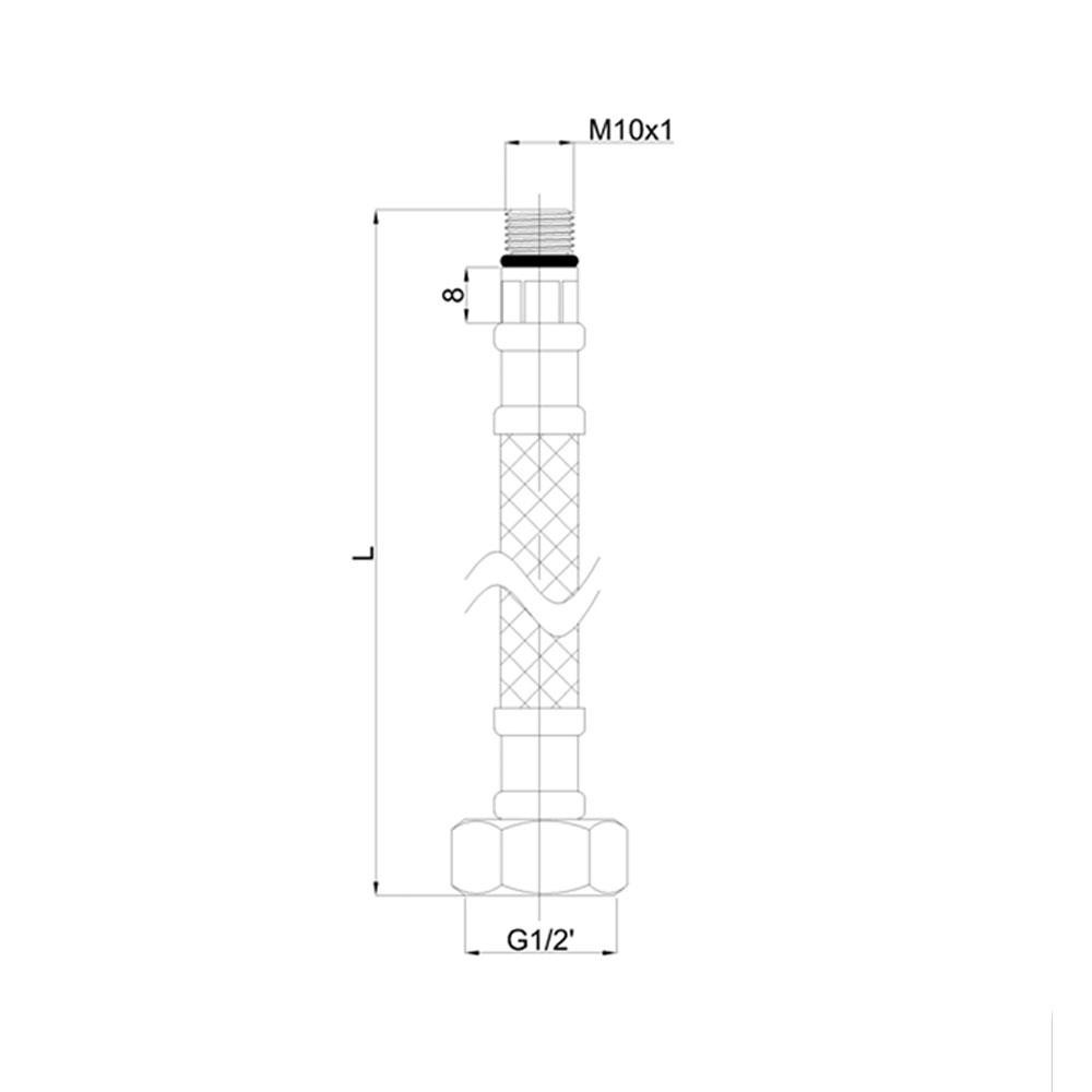 Rubineta Шланг для смесителя  М10x1/2" 70 см (короткая игла) 618070 - зображення 1