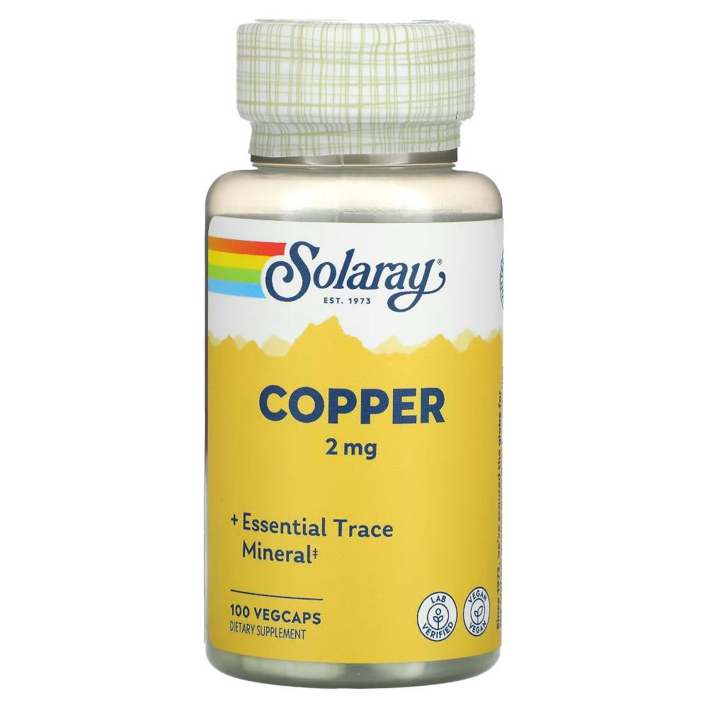 Solaray Copper 2 mg, 100 капсул - зображення 1