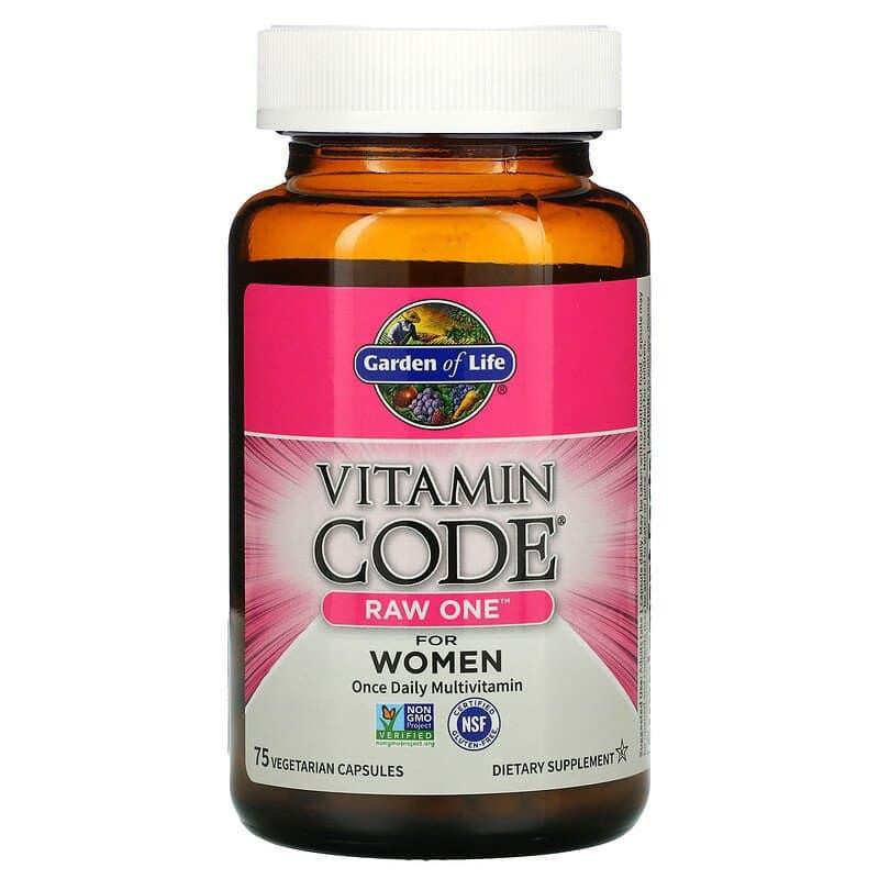 Garden of Life БАД Сирі Вітаміни для жінок, Raw Multi-Vitamin, , Vitamin Code, 1 в день, 75 капсул - зображення 1