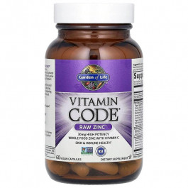   Garden of Life БАД Сирий Цинк з вітаміном С, Vitamin Code, Raw Zinc, , Vitamin Code, 60 капсул