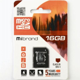   Mibrand 16 GB microSDHC Class 10 UHS-I + SD Adapter MICDHU1/16GB-A