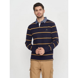   GANT Поло  Breton Stripe Heavy Rugger 2025024 L Evening Blue (ROZ6500000639)