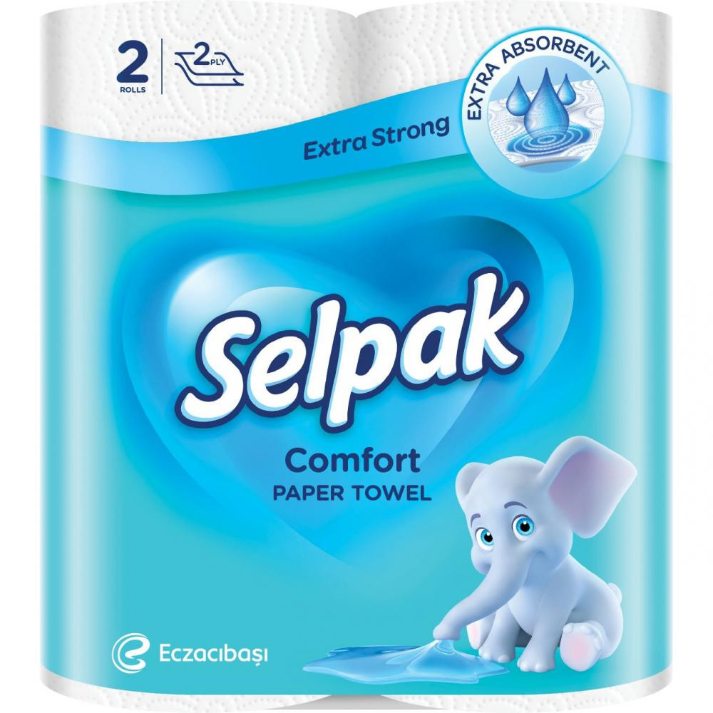 Selpak Рушники кухонні білі 2-шарові 2шт Comfort (8690530008847) - зображення 1