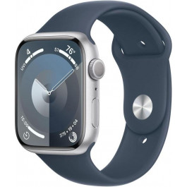   Apple Watch Series 9 GPS + Cellular 41mm Silver Alu. Case w. Storm Blue S.Band - S/M (MRHV3)