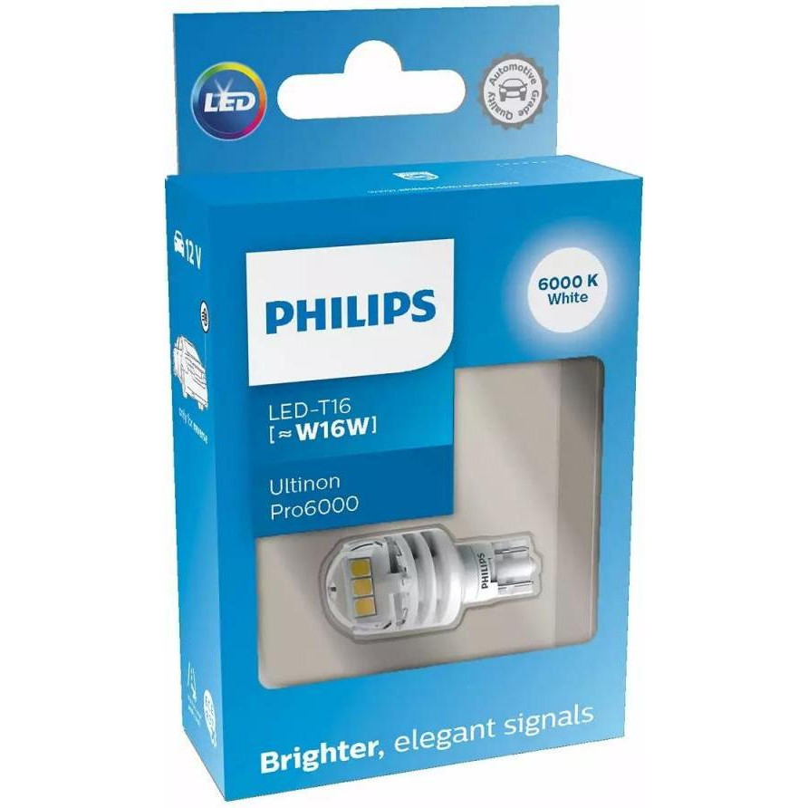 Philips W16W LED White Ultinon Pro6000 12В (11067CU60X1) - зображення 1