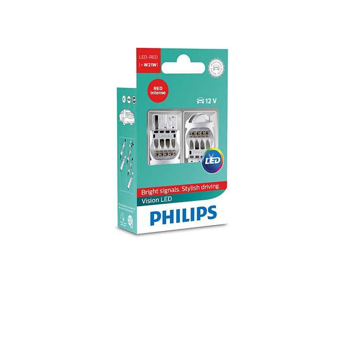 Philips W21W Vision LED-T20-RED 12838REDX2 - зображення 1