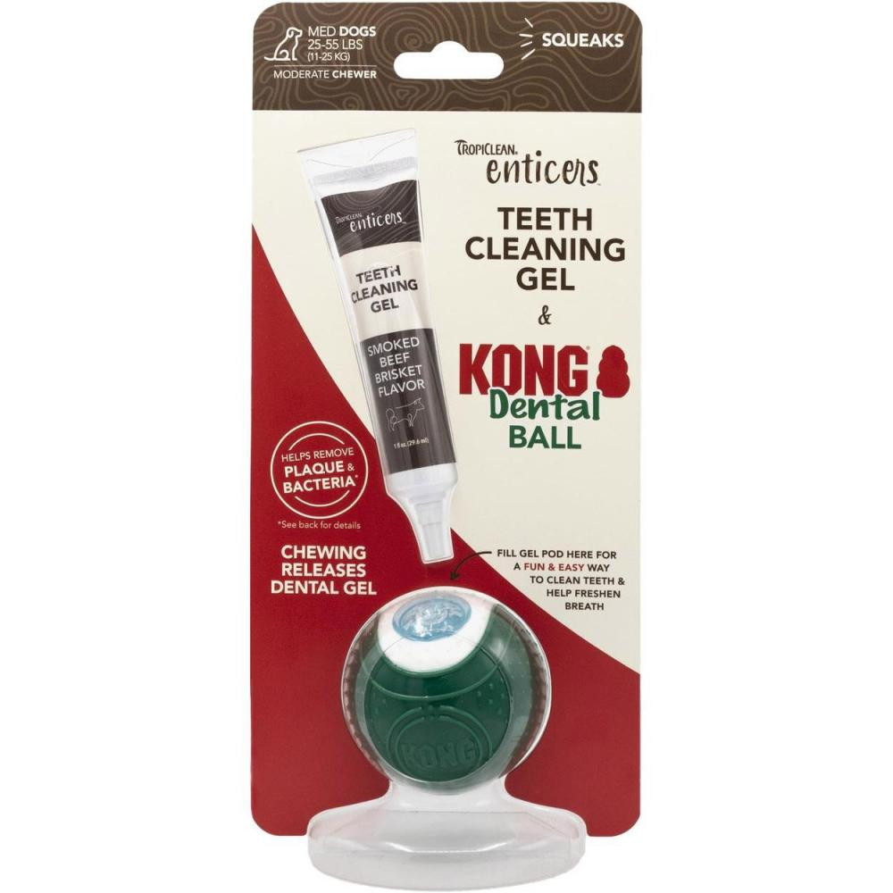 TropiClean Enticers Kong Dental Ball - Набор по догляду за ротовою порожниною (шарик, гель) 005884 - зображення 1