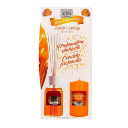   Sweet Home Подарунковий набір : Аромадифузор Orange&Cinnamon, 100 мл + свічка, 135 г (8034055539309)