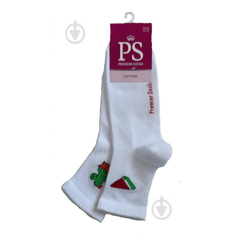 Premier Socks Комплект шкарпеток  з імітацією резинки р.23-25 білий із малюнком 2 шт. - зображення 1