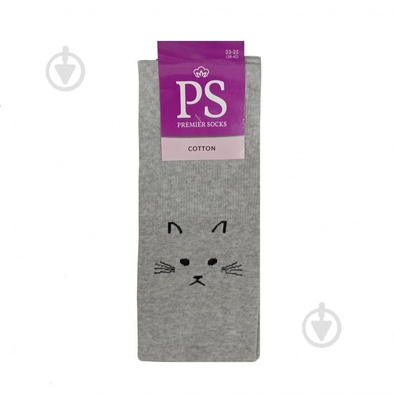 Элегант Гольфи жіночі  Premier Socks з котом р.23-25 сірий 1 шт. - зображення 1