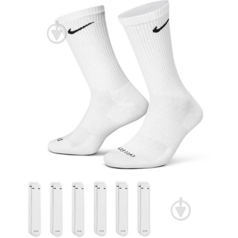 Nike Шкарпетки  EVERYDAY PLUS CUSHIONED SX6897-100 р.42-46 білий 6 шт. - зображення 1